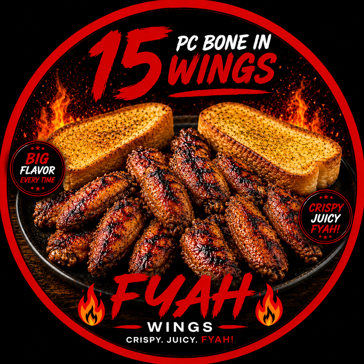 15 PC WINGS (BONE IN WINGS)